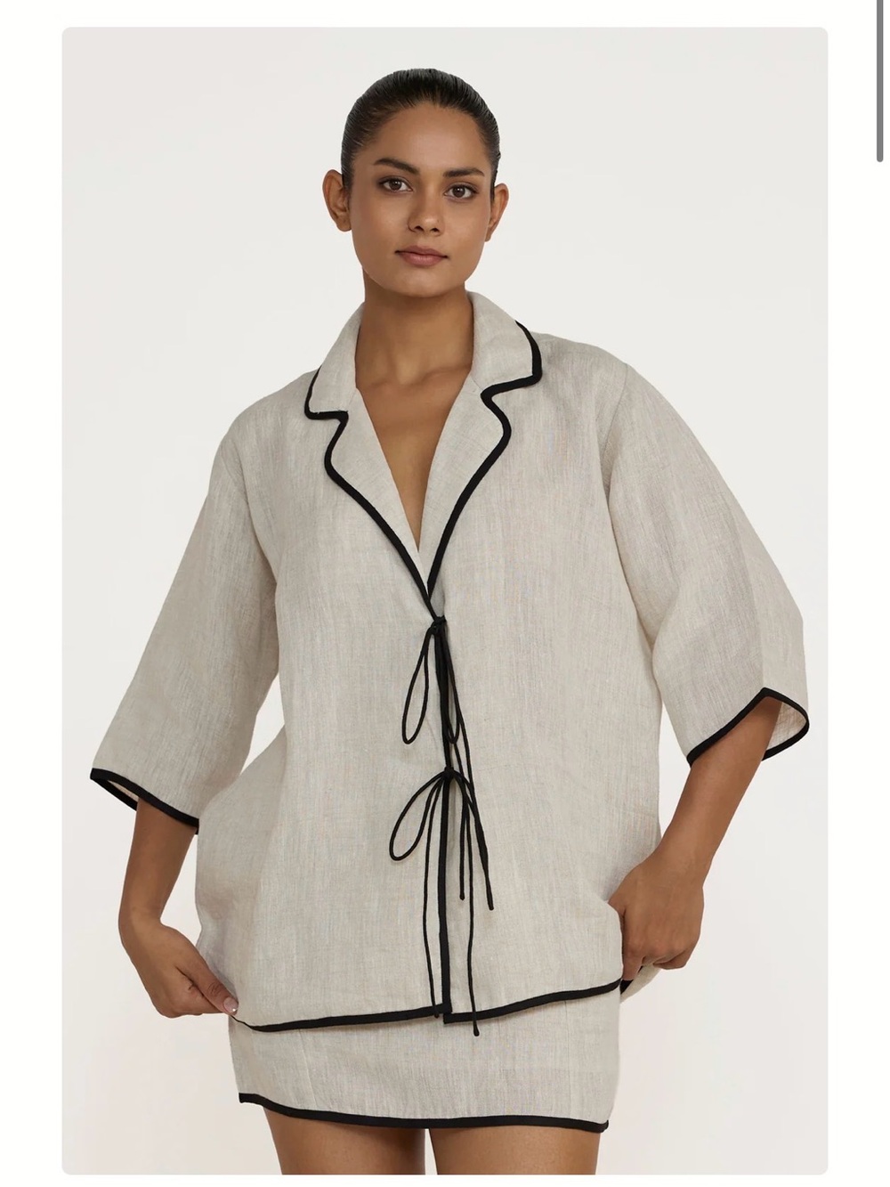Laude the Label Oversized Tie Front Top